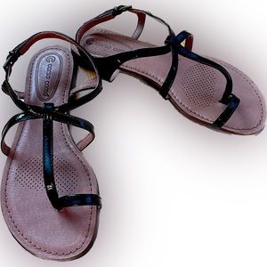 Corso Como “Solar” SANDALS black patent leather women’s sz 6 1/2